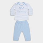 Infants' Light Blue Cotton Boat Neck Striped Baba Suit, Light Blue, small image number null