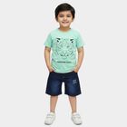 Boys Mint Green Cotton Round Neck Tiger Printed Baba Suit, हल्का हरा, small