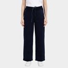 Women's Dark Blue Relaxed Fit Wide Leg Jeans, Dark Blue, small