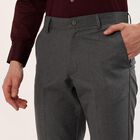 Men's Grey Slim Fit Flat-Front Formal Trousers, हल्का ग्रे, small