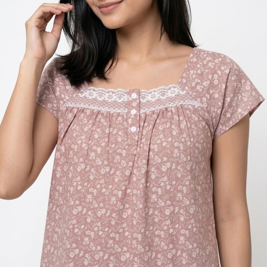 Women's Pink Square Neck A-Line Nighty, Light Pink, large