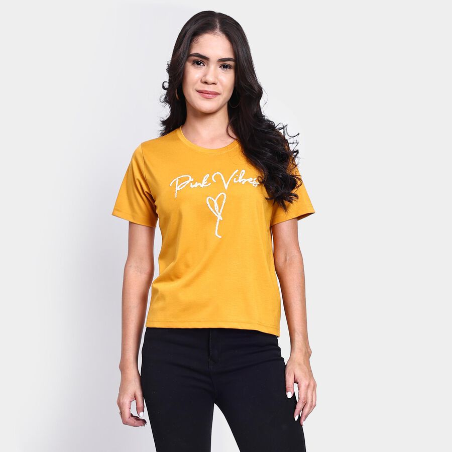 Ladies' Round Neck T-Shirt , Mustard, large image number null