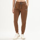 Women's Warm Mocha Brown Relaxed Fit Printed Track Pants, भूरा, small image number null