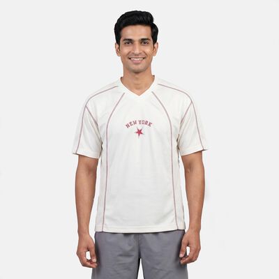 Men's White Round Neck Athleisure T-Shirt