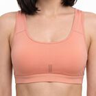 Women's Coral Scoop Neck Sports Bra, Coral, small