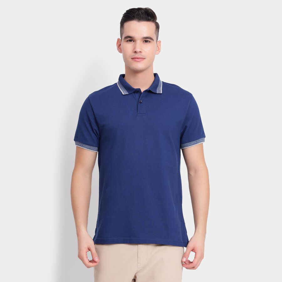 Men's Collared Half Sleeves T-Shirt, नेवी ब्लू, large image number null