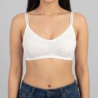 Women's White V-Neck Bralette Bra, सफ़ेद, small