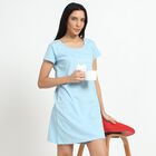 Women's Light Blue Round Neck Casual Nighty, Light Blue, small image number null