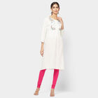 Embroidered Straight Kurta, Off White, small image number null