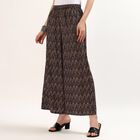 Women's Maroon Relaxed Fit Solid Palazzos, काला, small