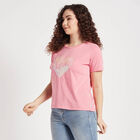 Round Neck T-Shirt, गुलाबी, small image number null