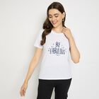 Ladies' Round Neck T-Shirt, सफ़ेद, small image number null