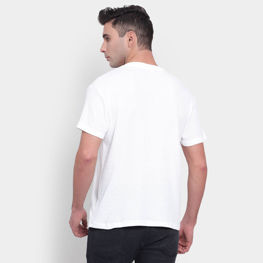 Cotton Solid Henley T-Shirt, White, large image number null