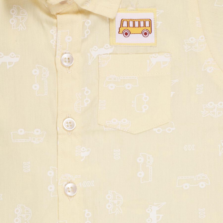 Infants' 100% Cotton Regular Collar Shirt, पीला, large