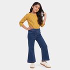Girls Blue Flared Fit Pull-On Jeans, मध्यम नीला, small