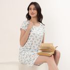 Women's White Scoop Neck Lace Detail Nighty, White, small