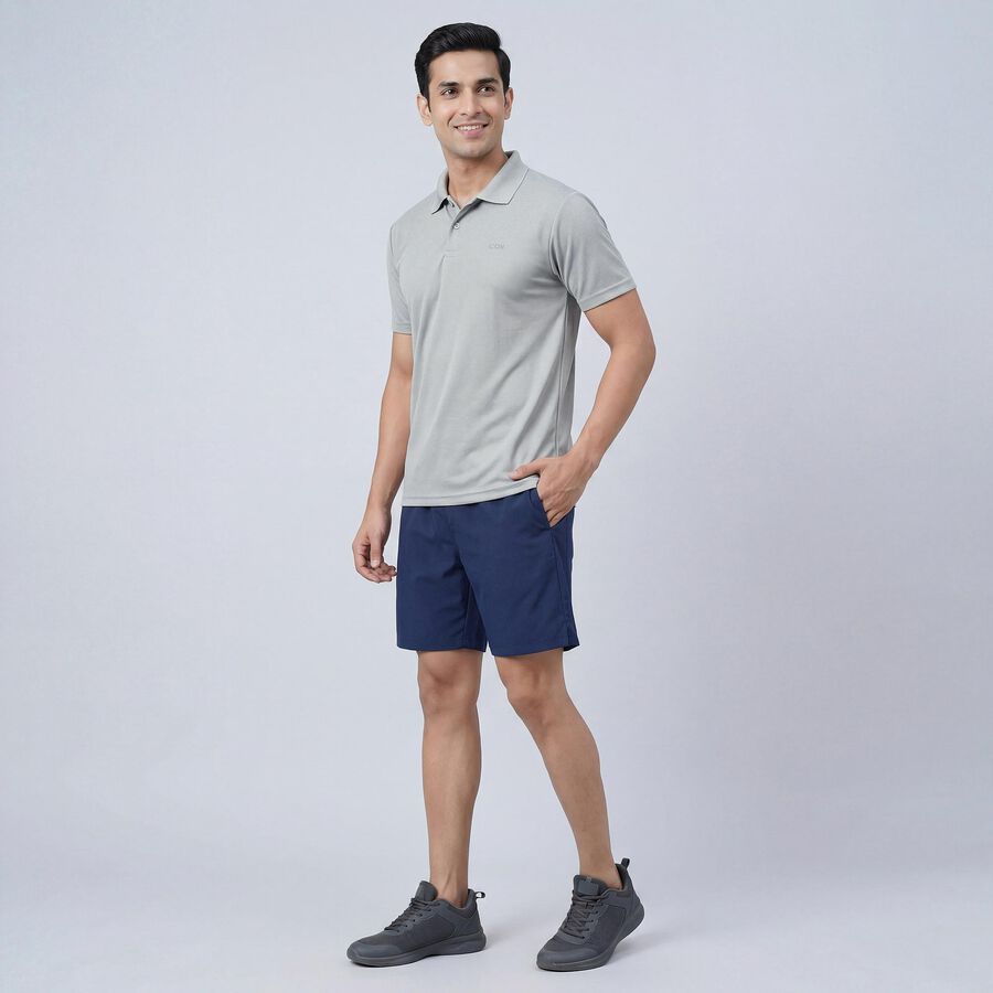 Men's Grey Crew Neck Athleisure T-Shirt, हल्का ग्रे, large