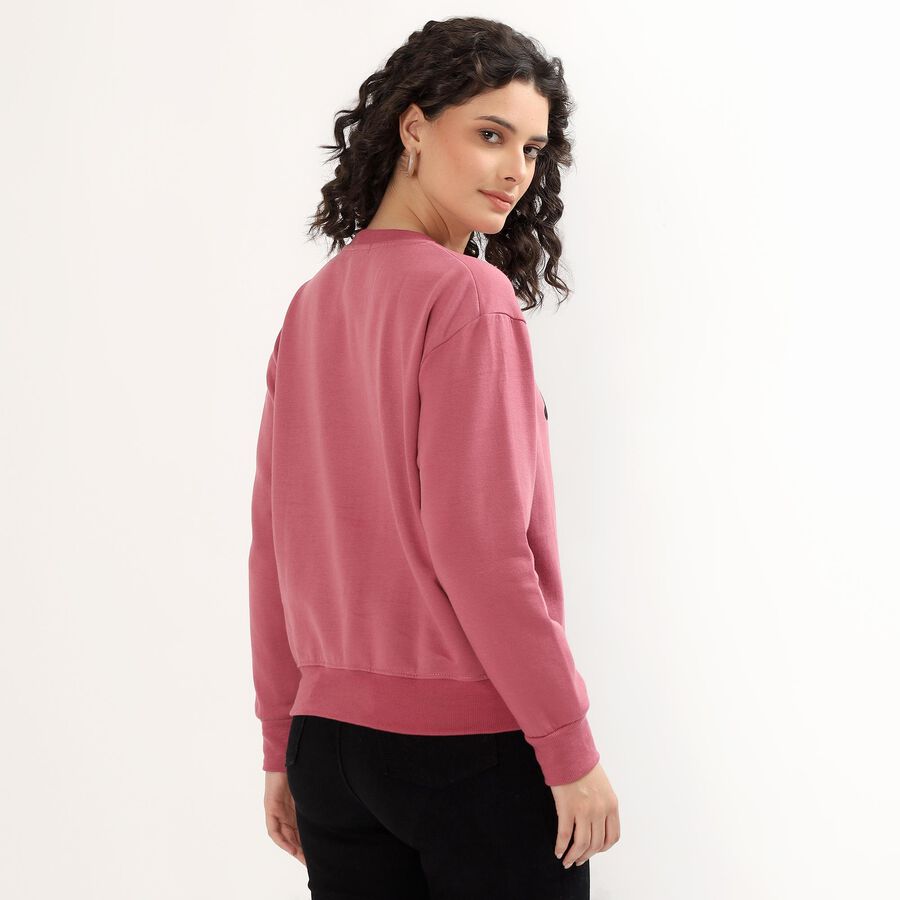 Women's Dusty Rose Pink Crew Neck Casual Sweatshirt, Pink, large image number null