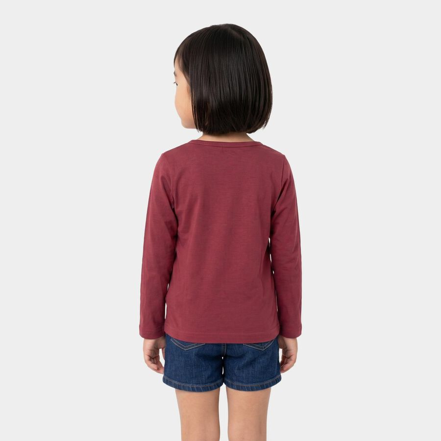 Girls' Purple Round Neck Regular Top, Purple, large