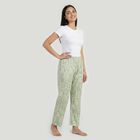 Women's Green Regular Fit Printed Lounge Pyjama, हल्का हरा, small