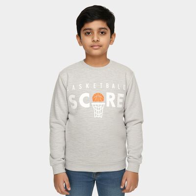 Boys Light Grey Crew Neck Graphic Sweatshirt