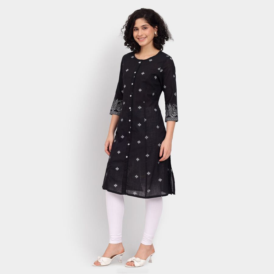 Ladies' 100% Cotton Kurta, काला, large image number null