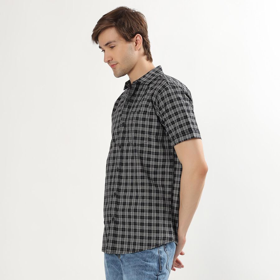 Men's Dusty Charcoal Black Cotton Classic Casual Shirt, Black, large image number null