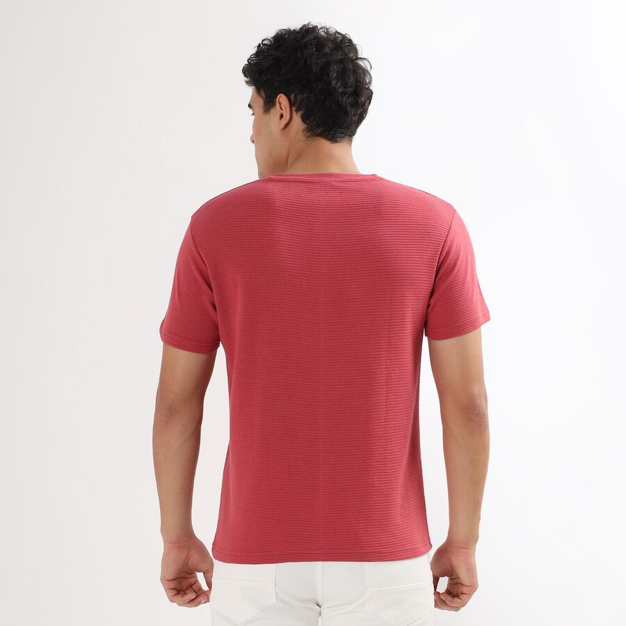 Men's Round Neck Half Sleeves T-Shirt , Red, large