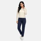 Women's Cream Round Neck Regular Top, ऑफ व्हाइट, small