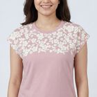 Women Lilac Round Neck Casual T-Shirt, Lilac, small
