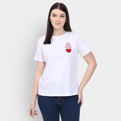 Ladies' 100% Cotton Round Neck T-Shirt 