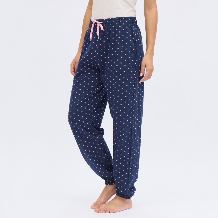Women's Dark Navy Blue Star Printed Elastic Waist Pyjama, नेवी ब्लू, large image number null