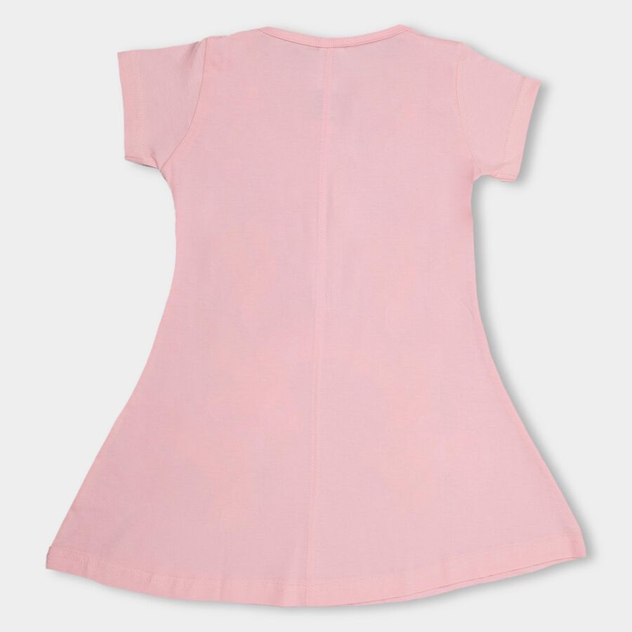 Girls' 100% Cotton Frock, हल्का गुलाबी, large