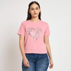 Ladies' Round Neck T-Shirt, हल्का गुलाबी, small image number null