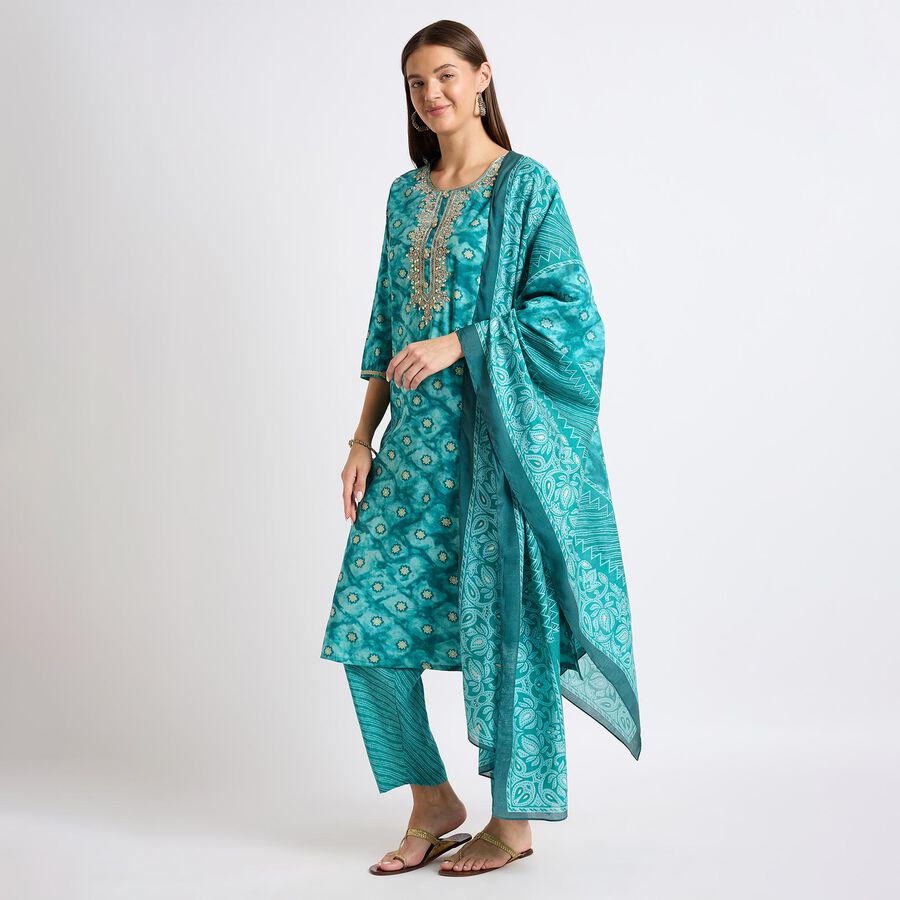 Ladies' Ethnic Set , टील ब्लू, large image number null