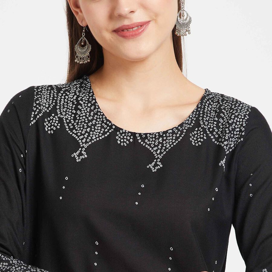 3/4Th Sleeves Straight Kurta, Black, large image number null