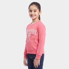 Girls' Pink Round Neck Graphic Pullover Sweatshirt, Pink, small