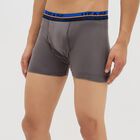 Men's Charcoal Gray Regular Fit Logo Waistband Trunks, Dark Grey, small image number null