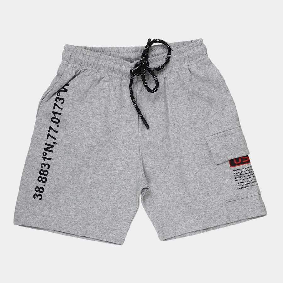 Boys' Light Grey Classic Fit Bermuda Shorts, Melange Light Grey, large