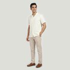 Men's Cream Camp Collar Casual Shirt, Off White, small