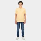 Boys Peach Pique Round Neck Casual T-Shirt, पीच, small