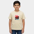 Boys' Yellow Cotton Crew Neck Graphic Printed T-Shirt, Yellow, small