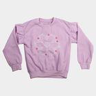 Girls' Lilac Crew Neck Pullover Sweatshirt, लाइलेक, small