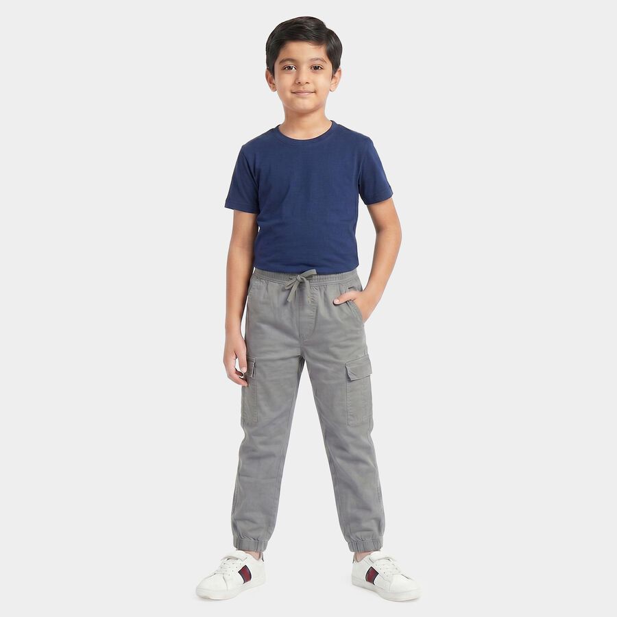 Boys Grey Regular Fit Cargo Trousers, Light Grey, large