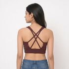 Women's Wine Scoop Neck Sports Bra, Wine, small