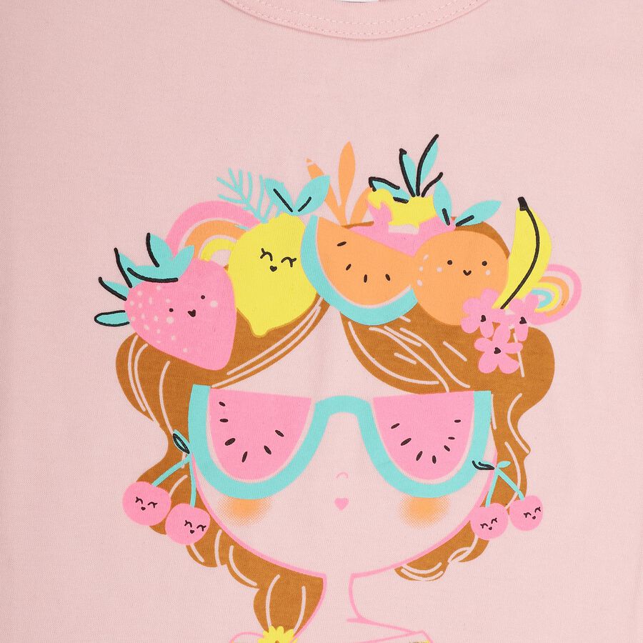 Girls' 100% Cotton T-Shirt, हल्का गुलाबी, large image number null