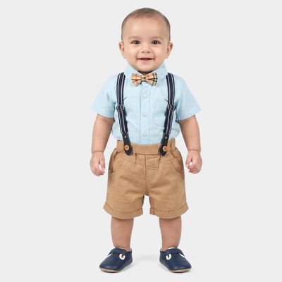 Infants' Light Blue 100% Cotton Collar Neck Suspender Baba Suit