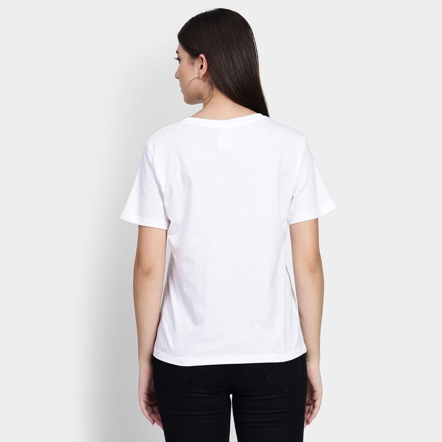 Ladies' Cotton Round Neck T-Shirt, White, large image number null