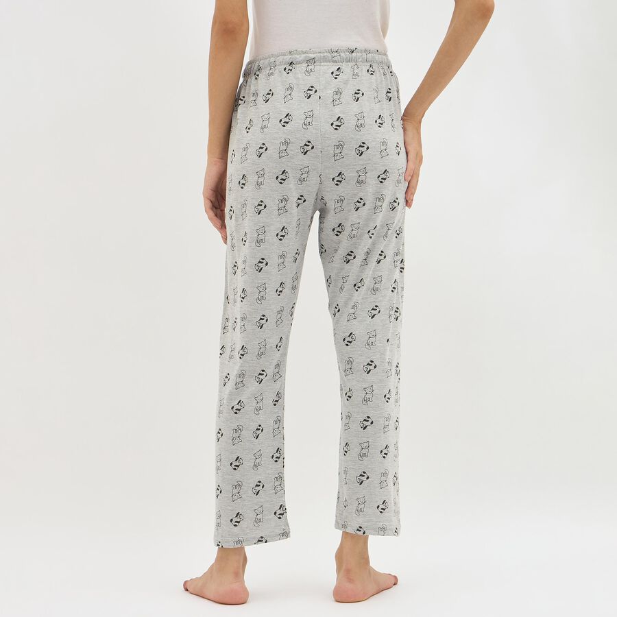 Women's Light Grey Printed Full-Length Pyjama, Melange Light Grey, large image number null