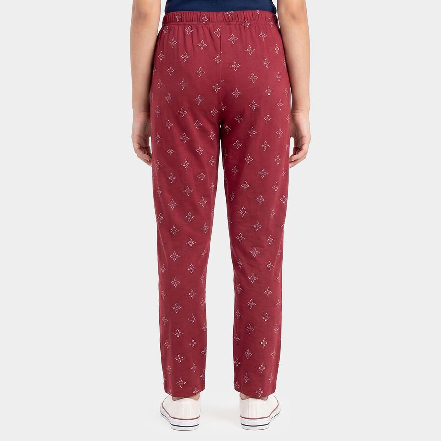 Girls' Pink Straight Fit Geometric Printed Pyjama, Pink, large